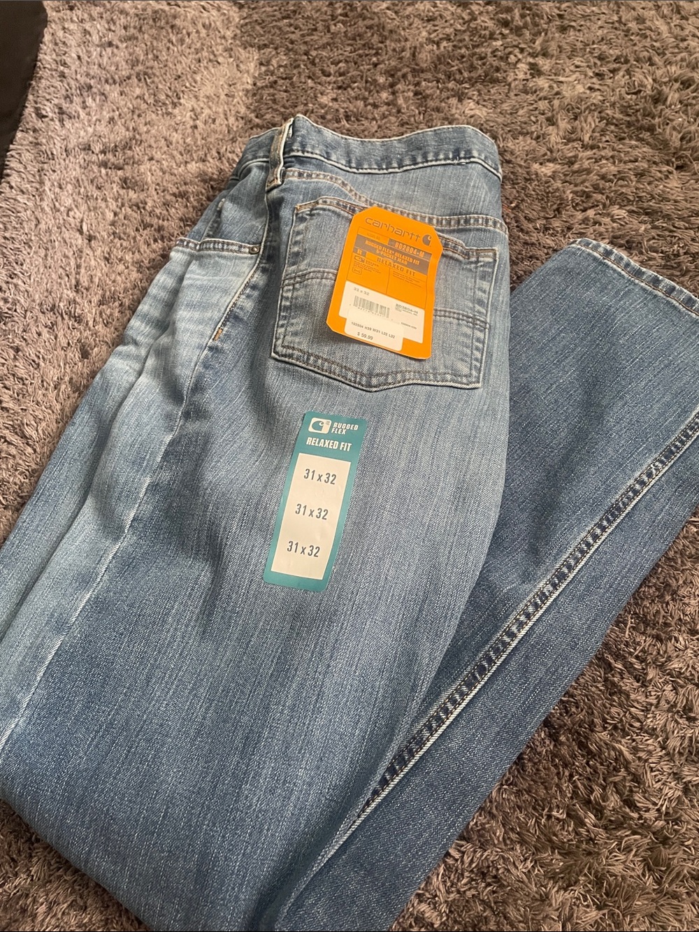 Carhartt men's Straight Leg Light Blue Denim Jeans